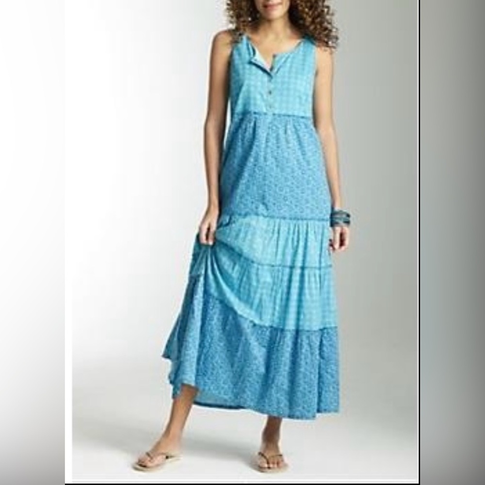 J Jill Quilt Tiered Maxi Dress Size Xs
